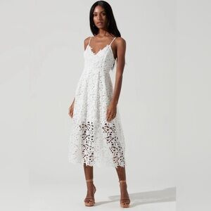 ASTR The Label White Lace A Line Midi Dress Size XS